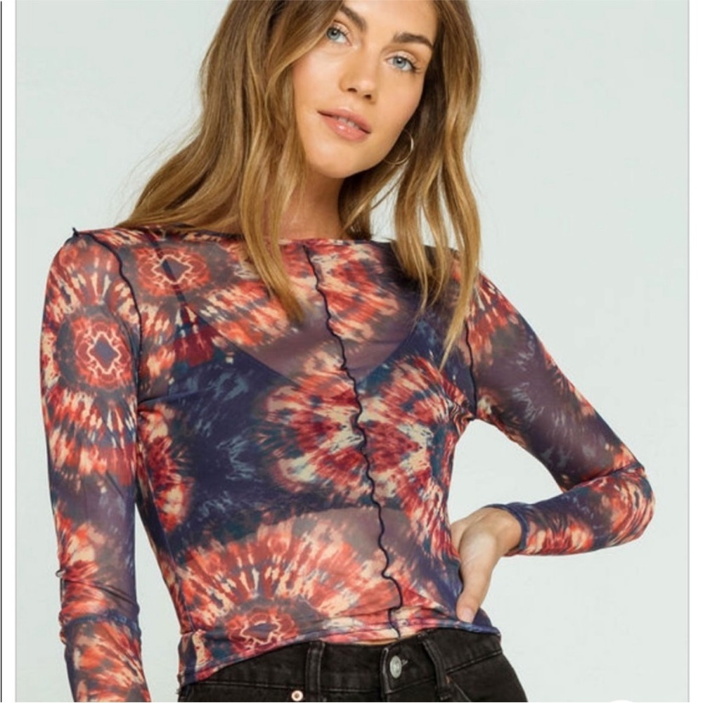 BDG Urban Outfitters Tie Dye Mesh Top Sheer Large